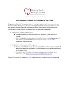 Guidelines for pediatric oral health residency in Pennsylvania.