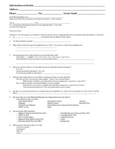 Dental referral information form with insurance options.