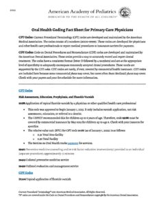 Oral health coding guide for primary care physicians.