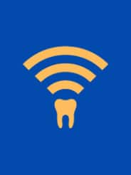 Tooth with WiFi signal on blue background
