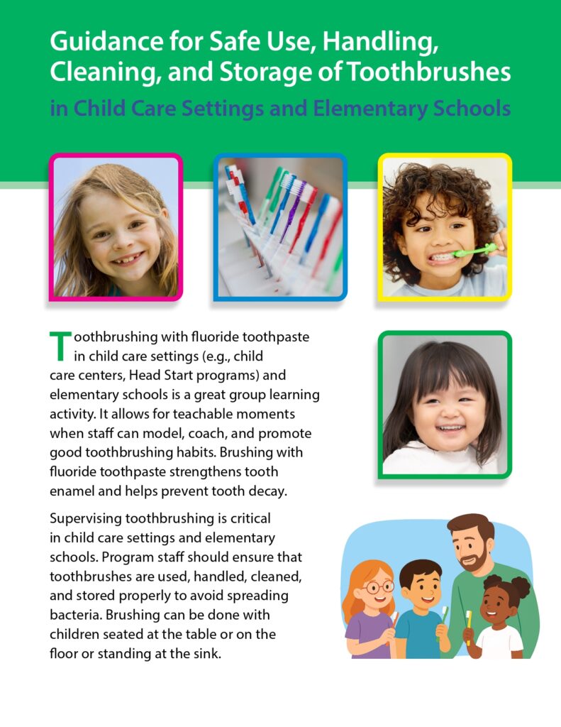 Child toothbrush guidance in schools and child care.